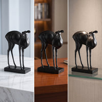 Deer Sculpture with Marble Base Minimalist Deer Statue with Marble Base Contemporary for Homeowners, Office, Bookshelf