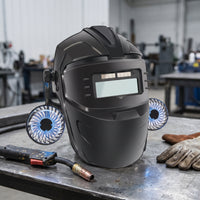 True-Color Metalworking Helmet with Fan Heat-Resistant Auto-Darkening Metalworking Helmet Breathable Safeguarding for Workshop