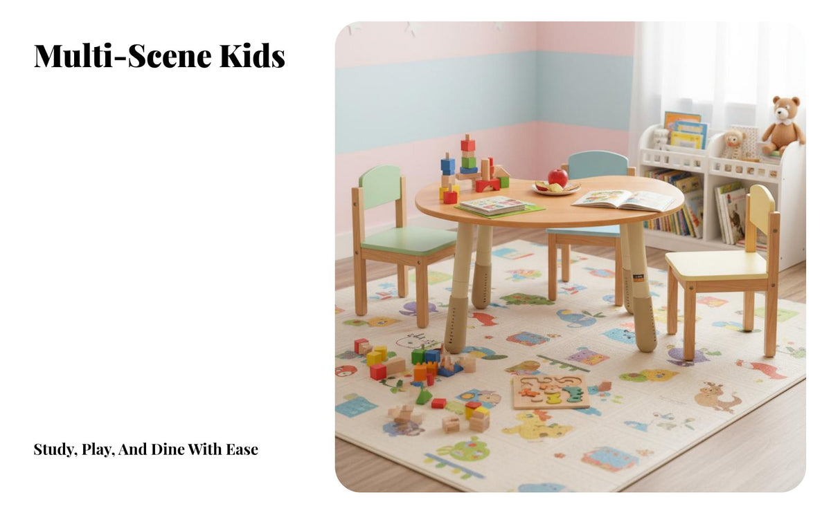 Multi-Functional Peanut Shaped Activity Table Multifunctional Adjustable Height Activity Table Rounded Corners Solid Wood children's Desk Polished Edges for Toddlers, Preschoolers, Kindergarten, Mealtime, Playroom, Arts & Crafts