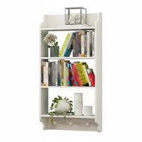 Nordic Design Exposed Shelving Unit With Hooks Wall-Mounted Cubby Shelf Space-Saving Bookshelf Multifunctional for Homeowners, Students, Office Workers, Living Room, Bedroom