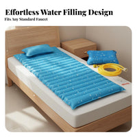 Waterproof Water-Filled Cooling Mattress Long-Lasting Summer Sleeping Pad Reinforced Edges Inflatable Water Bed Mat for Elderly, Students, Dorm Room, Sofa