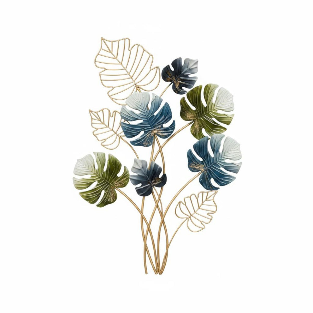 Metal Leaf Wall Gilded Finish Polished Metal Foliage Wall Art Modern Style for Living Room