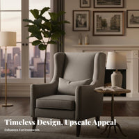 2 Pieces Matching Footrest Upholstered Armchair with Footstool Modern Elegant Design Living Room Furniture Textured Upholstery Lounge Chair long-lasting Frame for Hoteliers, Interior Designers, Homeowners, Hotel, Bedroom, Balcony, Office