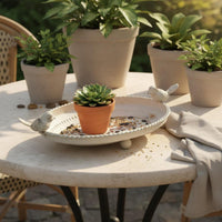 Vintage Planter Tray Rustic Look Metal Avian Tray Waterproof Coating Home Decor for Patio