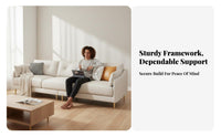 Curved 3-Seater Sofa Cream cream Living Room Furniture Light Luxury aesthetic Couch for Apartment Dwellers, Young Adults, Studio Flat, Lounge Area, Office