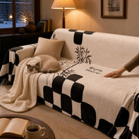 Winter Warm Sofa Cover Blanket for Single Chaise Lounge, Full Coverage Velvet Feel Sofa Throw