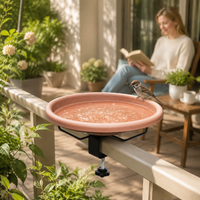 Outdoor Wild Bird Bath Sparrow Bathtub Garden Feeder Water Dispenser Balcony Railing Clip