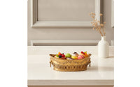 Brass Tray with Hanging Rings Gold Presentation Plate Carved for Entryway