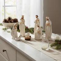 9 Pieces Collectible 9 Piece Nativity Set Vivid Details Christmas Nativity Set Detailed Carving Christmas Manger Scene Figurines Hand-Painted for Collectors, Church Groups, Tabletop, Mantlepiece