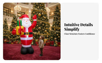 Self-Inflating Blower Standing Santa Inflatable Black Base Inflatable Santa Saint Nick Bearded Holiday Decor Festive for Outdoor, Lawn