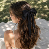 Elegant Organza Bow Hair Clip with Long Streamers, Chinese Style Sweet Hair Accessory