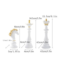 3 Pieces Resin King Queen Knight Statue Set Classic Chess Figurines with Gold Trim Refined Chess Decor Set Exquisite for Collectors, Bookshelf, Desk