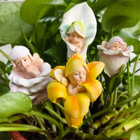 4 Pieces Resin Fairy Figurines with Stake Decorative Plant Stakes with Fairy Figures Whimsical Resin Plant Stakes for Enclosed Glass Gardens