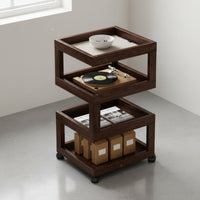 Modern Bedside Cabinet Open Shelving Mobile Storage Cart Space Saving Rolling End Table for Bedroom, Small Areas, Living Room