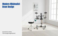 4-Pad Electric Drum Set, Upgraded Digital Drum Kit, Student & Adult, Built-in Metronome, 43 Accompaniment, Headphone & Recording, PVC