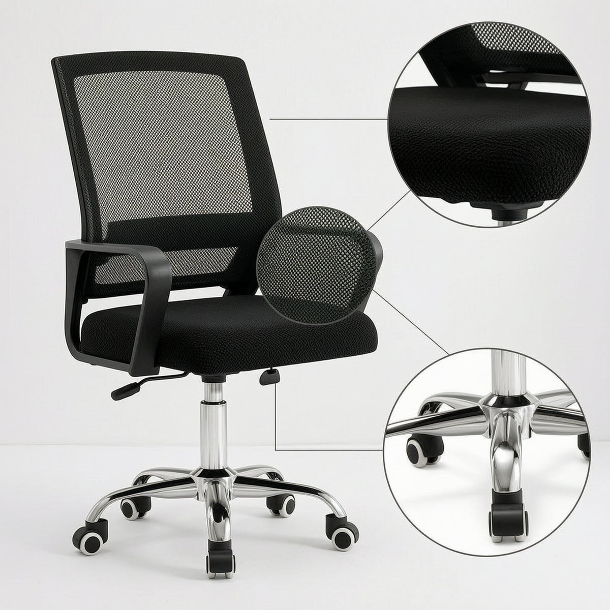 Mesh Office Chair with Armrests Ergonomic Computer Desk Chair Breathable Furniture for Adults, Students, Study