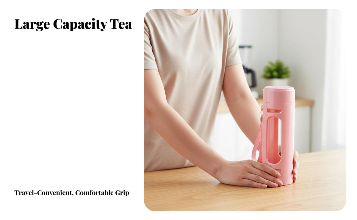 Glass Tea Infuser Bottle Large Capacity Shell Glass Bottle Gift Ready Portable Tea Mug for Commuters, Adults, Daily Commute, Home, Car