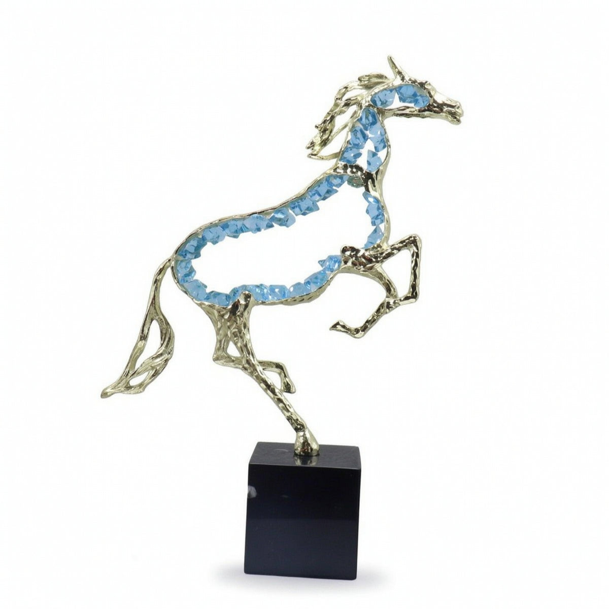 Horse Figurine with Metal Frame Tabletop Standing Horse Statue Modern for Office