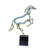 Horse Figurine with Metal Frame Tabletop Standing Horse Statue Modern for Office