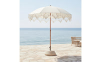 Fringed Beach Umbrella Wind-Resistant Frame Tassel Umbrella & Lightweight Fringed for Terrace