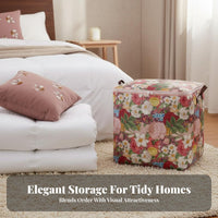 Quilt Storage Bag Fastener Closure Fastener Ed Quilt Storage Bin Fastener Ed Moving Bag Water Resistant Floral Print Material