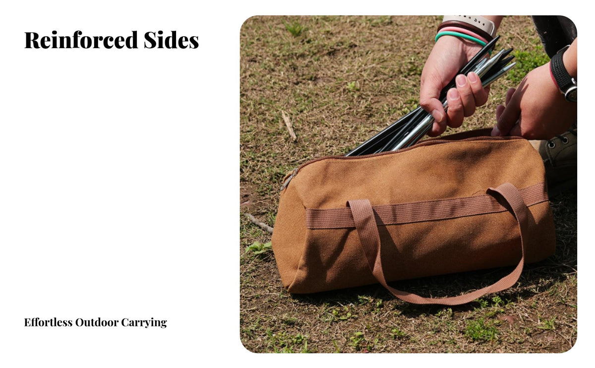 Tent Stake Bag Large Capacity Camping Tool Pouch Portable Canvas Peg Bag for Backpackers, Handymen, Campsite, Hiking, Picnic