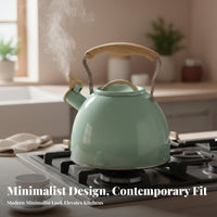 3L Stainless Steel Kettle European Design Whistling Tea Kettle Stovetop Water Boiler Clear Whistle Notification Traditional