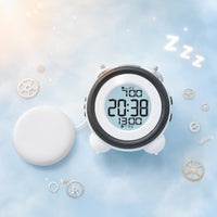 Large Digits Vibrating Alarm Timekeeper Vibration Pad Twin-Bell Bell Alarm Timekeeper White Timepiece
