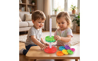 Rotate Rainbow Stacking Column Smooth-Edged Rotating Stacker Interlocking Stacking Toy with Spiral Post Textured for Toddlers, Babies, Playroom, Classroom