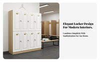 Multiple-Door Wooden Locker Lockable Doors Employee Storage Locker Electronic Lock Option Gym Changing Room Cabinet for, Beauty Salon, Mindfulness
