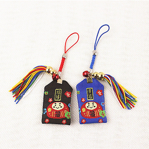 Japanese Daruma Omamori Lucky Charm Keychain for Bags and Phones