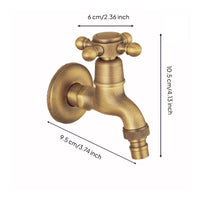 Wall-Mounted Faucet Vintage Brass Cold-Water Faucet Easy Control Bibcock for Laundry Room, Garden