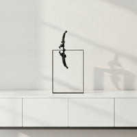Abstract Human Statue Geometric Metal Ornament with Base Tabletop Metal Ornament Figurine for Living Room, Study