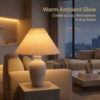 Light Shade with Pleated Design for Table Lamps, Lampshade 41cm Diameter in PVC Material, Bedside for Bedroom