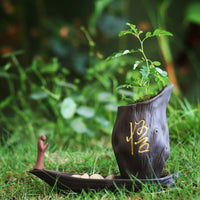 Ceramic Zisha Succulent Planter with Hydroponic Vase and Zen Tea Pet Ornaments