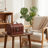Wooden Storage Chest Portable Wooden Chest with Curved Lid Decorative Trunk Versatile Trunk with Hinged Top Practical