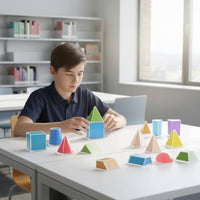 24 Pieces Geometry Teaching Model Kit Brightly Colored Geometric Shapes with Storage Box Educational Geometry Manipulatives for Tutors, Classroom