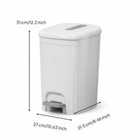 Step Trash Can Handsno-Touch Trash Can with Lid Pedal Bin Easy to Clean Wastebasket Modern for Bathroom, Bedroom