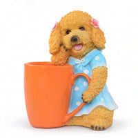 Resin Dog Planter with Cup Cute Dog Planter Whimsical Ornament Decorative for Windowsill