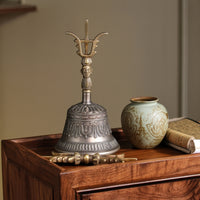 Brass Hand Call Bell Handmade Hand Bell with Clapper Antique Style for Buddhists, Collectors