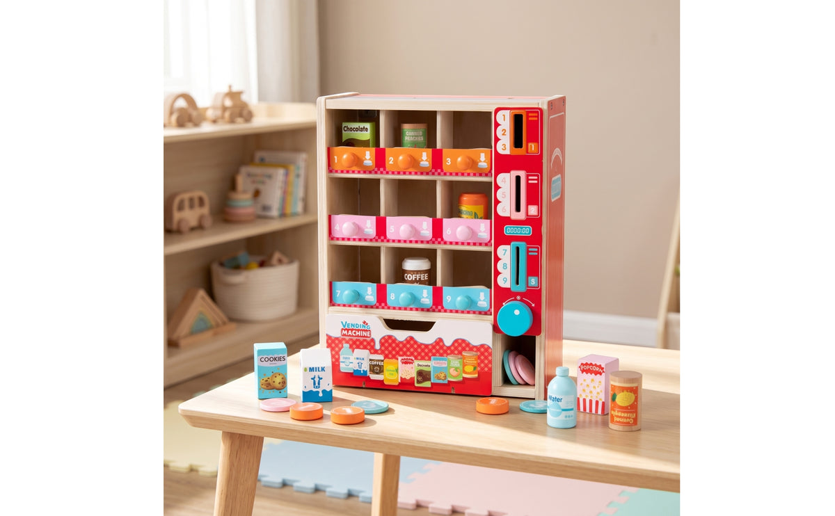 Hands-on Toy Vending Machine Screenscreenless Wooden Vending Machine Interactive Play Food Educational for Children, Preschoolers, Toddlers, Playroom, Home, Classroom