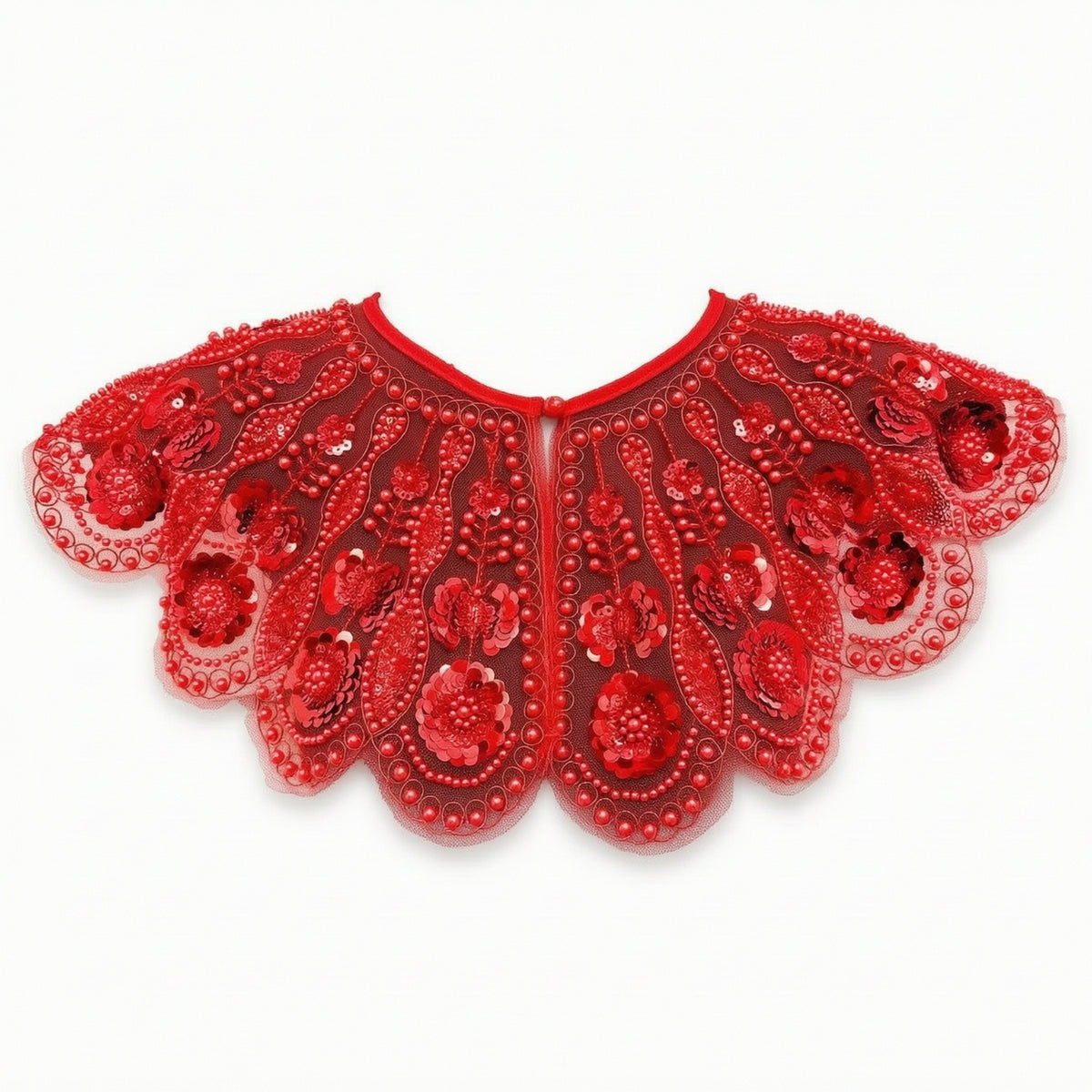 Capelet with Beaded Detailing Elegant Mesh Capelet with Sequins Embellished