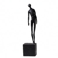 Human Figurine Cast Aluminum Standing Sculpture Minimalist Sculpture with Base for Simplifiers, Bookshelf, Entryway