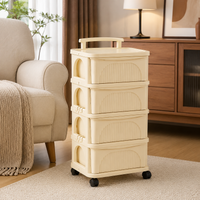 41cm Kitchen Wagon, 4-Tier, Storage with Casters, Gap Storage, Resin with Handle