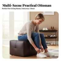 Luxury Aesthetic Round Upholstered Pouf Multi-Functional Low Stool Multifunctional Vanity Seat Soft and Comfortable for Adults, Homeowners, Interior Decorators, Living Room, Entryway, Bedroom
