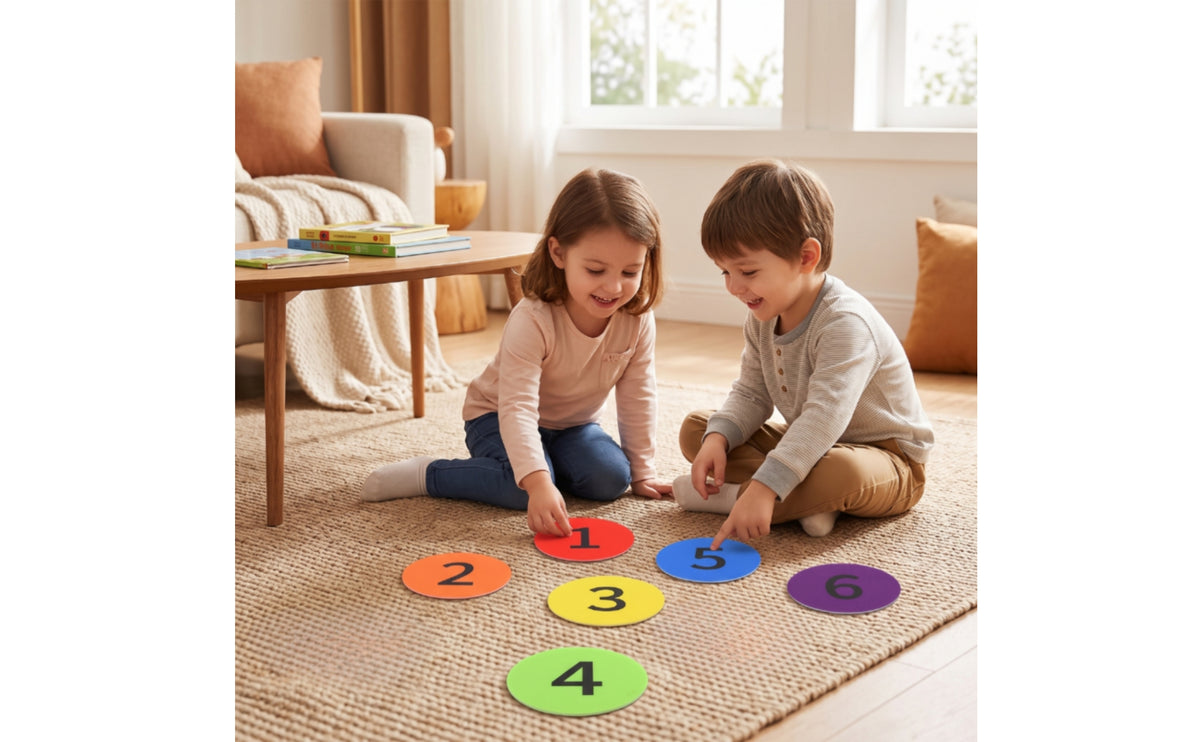 24 Pieces Numbered Carpet Markers Educational Carpet Markers with Numbers Colorful for Teachers, Preschoolers, Classroom, Preschool, Playroom