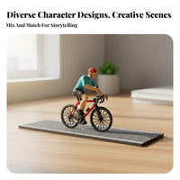 1:64 Scale Cyclist Figure Collectible Miniature Bike Cyclist Model Tiny Cyclist Figurine High Accuracy Miniature Red Bike