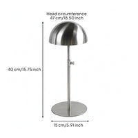 Stainless Steel Hat Display with Dome Top Freestanding Hat Display Stand Upright Counter Stand Adjustable for Collectors