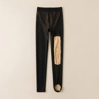 Fleece Lined Thermal Leggings for Women with Fake See-Through Design for Cold Weather, Tights with Insulated Inner Layer