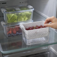 Japanese-Style Double-Layer Draining Storage Box for Refrigerator, Vegetable and Fruit Crisper